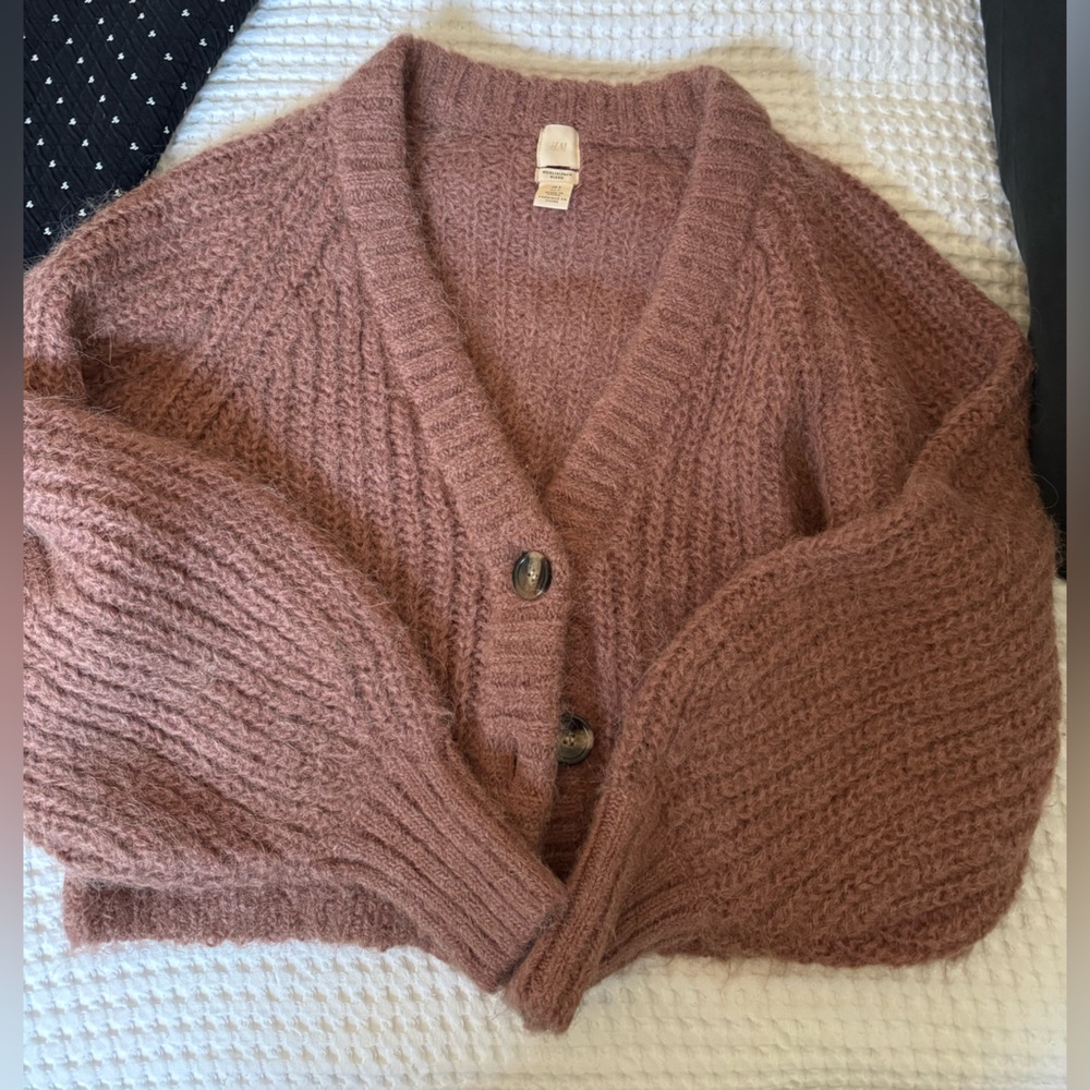 H&M Women's Wool and Alpaca blend Cardigan in Mauve